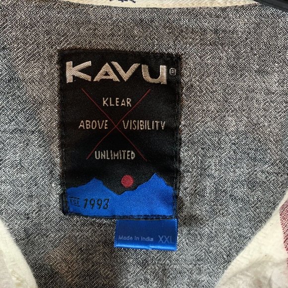 KAVU Shirt Mens 2XL Multicolor Plaid Cotton Short Sleeve Button-Up Collared 6592 - Picture 3 of 8